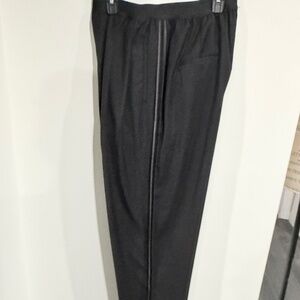 Wide Leg Elastic Waist Trousers with Satin Side Stripes